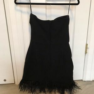 Black strapless dress w feathers